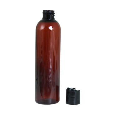 8 oz. Amber Cosmo Round Bottles w/Flip Cap - 12 Pack image 0